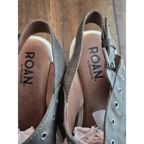 Roan By Bedstu Womens Gray Leather Sandals With Eyelets Size 9 - Picture 2 of 5